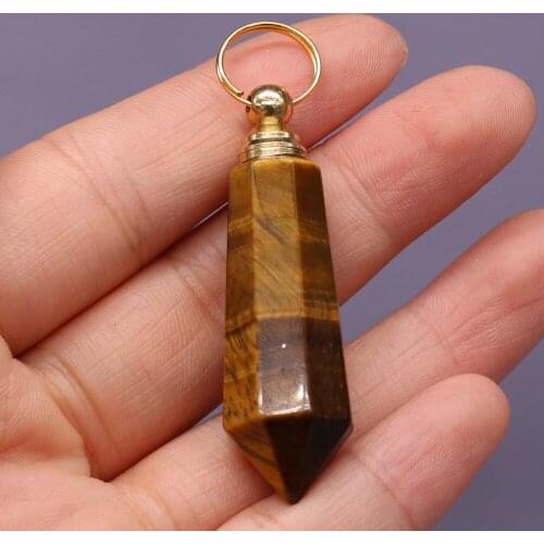 Hot Sale Natural Semi-precious Tiger Eye Stone Perfume Bottle Pendant Semi-Precious for Jewelry Making DIY Necklace Accessories