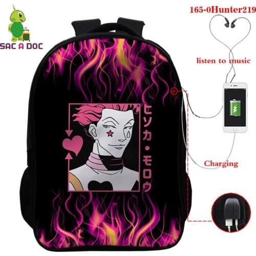 Mochila 3D Printed Hunter X Hunter Backpack Men Backpack Anime HxH Schoolbags for Teenagers Book Bags Men USB Charging Mochila