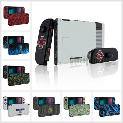EXtremeRate Custom Patterned Soft Touch Console Back Plate Controller Housing Shell with Full Set Buttons for Nintendo Switch