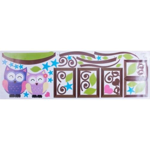 Wall Sticker Animal Owl Family Photo Frame Family Kids Baby Room Children Room Decoration Cute Album Bed Sticker Decoration