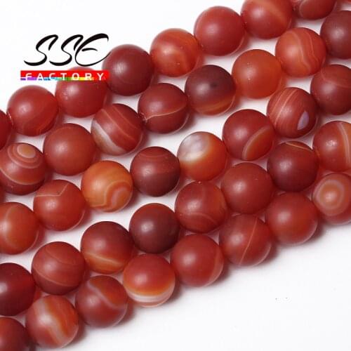 Natural Red Stripes Agates Round Loose Beads Matte Natural Stone Beads For Jewelry Making Diy Bracelet Wholesale 4 6 8 10 12MM