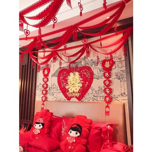 Supplies room decoration non-woven invitation bedroom room wedding pull flower decoration color
