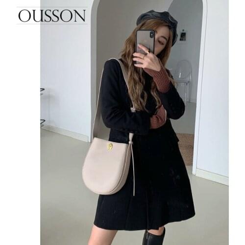 OUSSON 2021 New Design Leather Ladies Fashion Bucket Bag Exquisite Crossbody Bag Leisure Single Shoulder Bag For Women