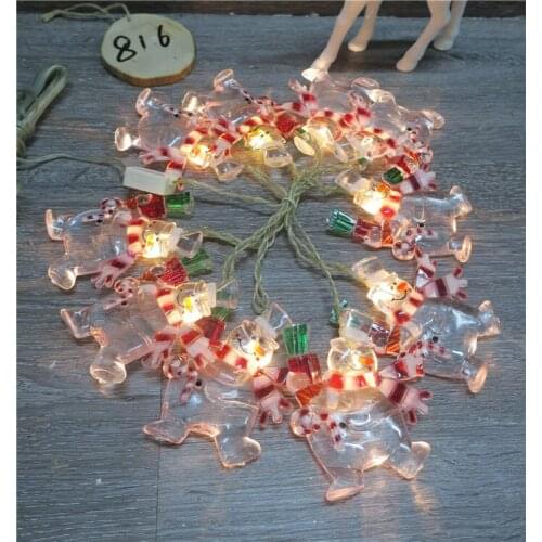 Christmas decoration string lights, 10 lights, acrylic Santa Claus and snowman decoration string lights LED