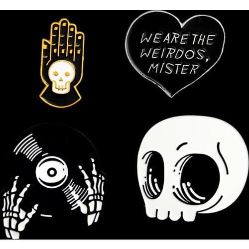 Originality Exquisite Gothic Love Letter on Black Bottom Brooch Skull of palm Skeleton Disc Skeleton Hand Badge Coat accessories