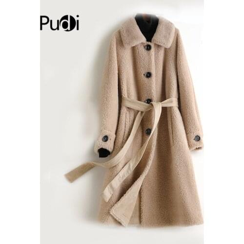 Aorice women real wool fur coat jacket trench winter warm female sheep shearing over size parkar coats A50018