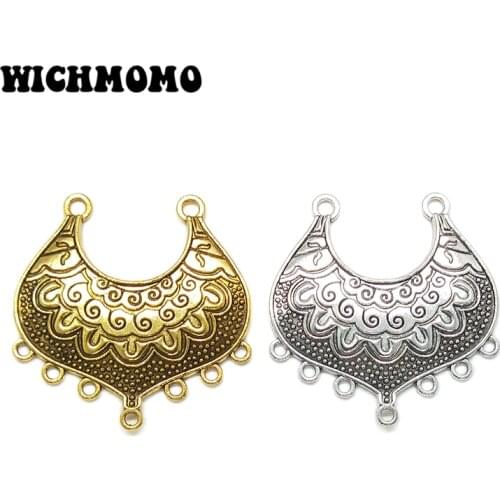2019 New 42*40mm 5pieces Porous Linker Retro Patina Plated Zinc Alloy Connectors for DIY Necklace Charms