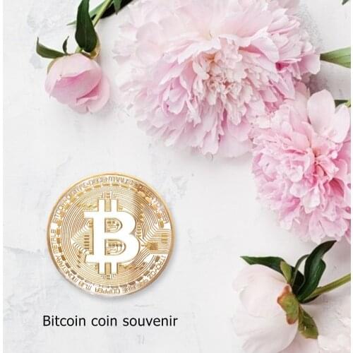 Gold Plated Bitcoin Coin Souvenirs BTC Metal Physical Collection Artwork Antique Imitation Commemorative Bit Coin Exquisite Gift