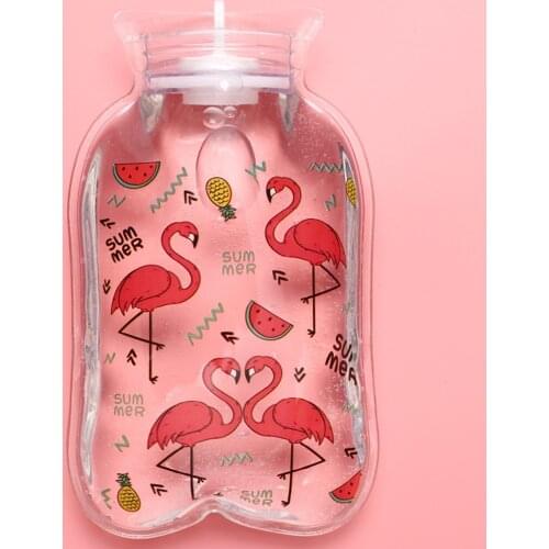 Transparent Pink Flamingos Hot Water Bags Warm Belly Treasure Cartoon Hand Warmer Filled Mini Explosion-Proof Portable TW216