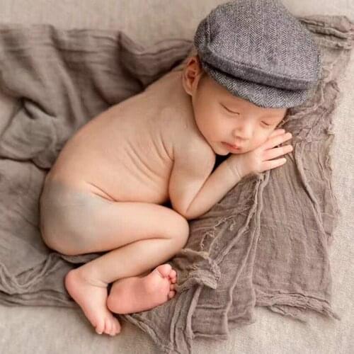 Newborn Photography Props Infant Baby Boy Girl Hat and Tie Set Photo Shoot Gentleman Outfits Solid Unisex