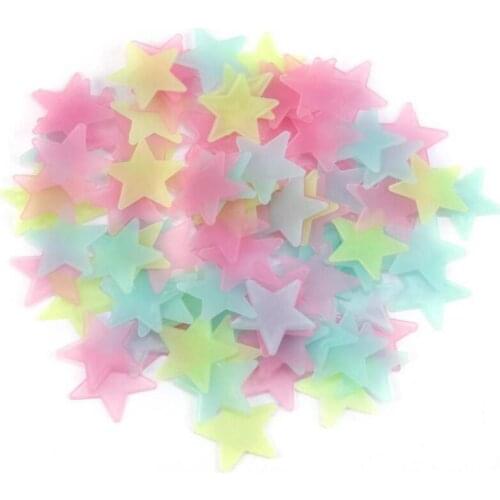 Christmas Party Decoration 3cm Glowing In The Dark Star Wall Stickers Stereo Plastic Fluorescent Pastor Decals LX4345