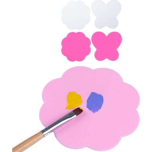 2 Pcs Silicone Palette Butterfly Flower Shape Nail Art Tools Palette Painting Tips Decorative Nail Tools Foldable Wash