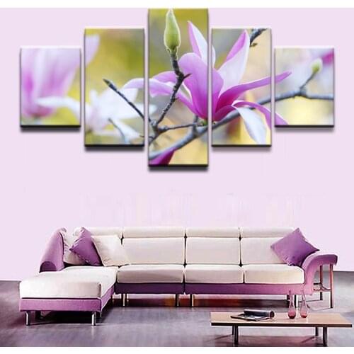 Modern Art Print Painting On Canvas Wall Art 5 Pieces The Mulan Blossoms in the Spring For Home Living Room Decor Wall Pictures
