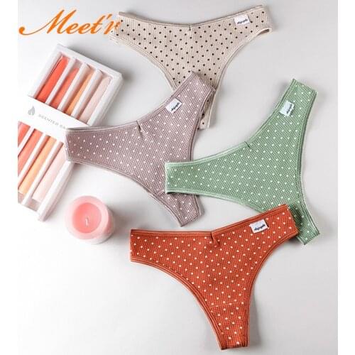 Sexy V Waist Cotton G-String Thong Wave Point Panties String Underwear Women Briefs Lingerie Pants Low-Rise Ladies Intimate