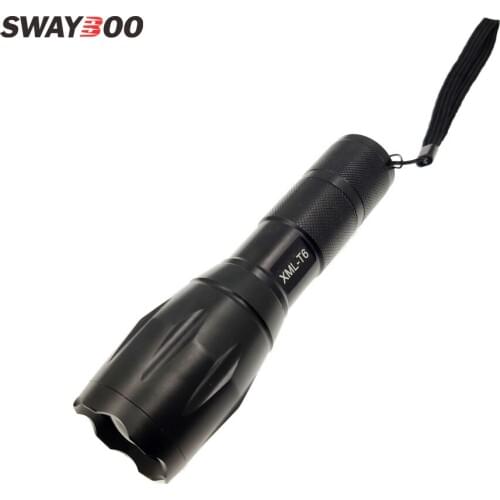 Swayboo T6 Led Flashlight Ultra Bright torch 5 switch Modes Zoomable focusing Bike Light 18650 Battery/AAA for Camping