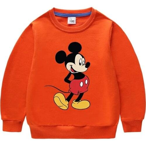 Disney Mickey Mouse Hoodie Cartoon Print Baby Girls Hooded Sweatshirts Childrens Clothes Girls Boys Pullovers Outwear