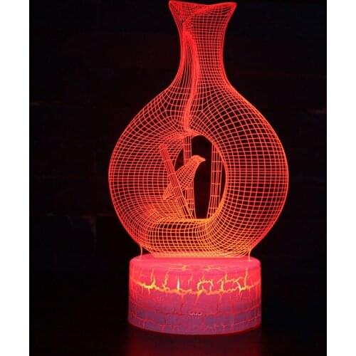 Caged bird theme 3D Lamp LED night light 7 Color Change Touch Mood Lamp Christmas present Dropshippping