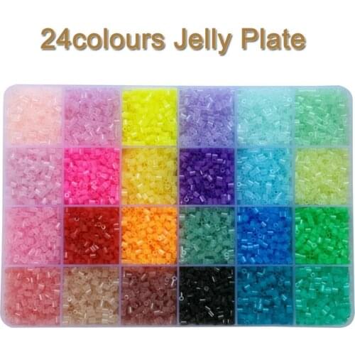 Yantjouet 2.6mm 24colours Jelly Colour Plate Kits 13200pcs Puzzle Hama Perler Beads Set Diy Box Pegboard Iron Beads Fuse Toy
