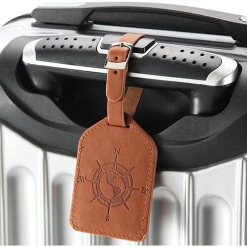 Factory Sales Compass Leather Suitcase Luggage Tag Label Bag Pendant Handbag Travel Accessories Name ID Address Tags LT15B