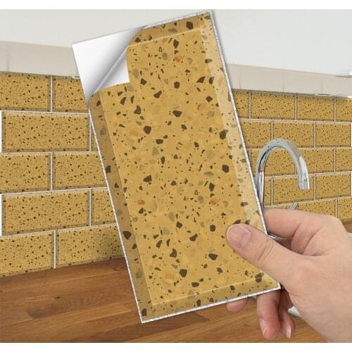 Yellow simulation crystal tile stickers kitchen and kitchen oil-proof waterproof scratch-resistant wall decoration stickers