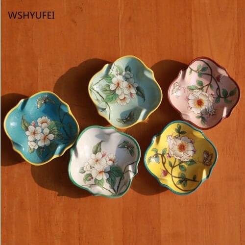 1 piece of Chinese-style Apple Blossom Ceramic Drain Rack Portable Soap box jewelry Storage rack Bathroom Accessories