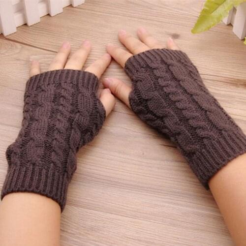 1 Pair Arm Wrist Sleeve Autumn Winter Women Knitted Gloves Hand Warmer Girls Rhombus Soft Mittens Long Half Fingerless Gloves