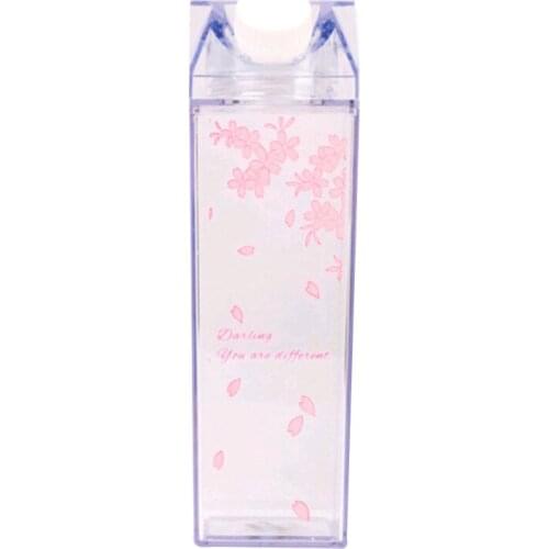 1Pc 500ML Plastic Clear Milk Carton Water Bottle Fashion Transparent Milk Box Juice Water Cup Gifts for Girls TB Sale