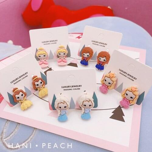 2pcs Disney frozen elsa ear clips candy color cute cartoon princess children baby ear clip earrings INS girl doll accessories
