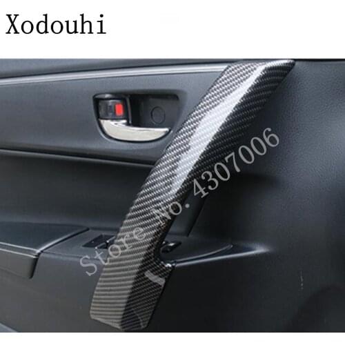 For Toyota Corolla Altis 2017 2018 2019 car style cover trim door Carbon fiber inner handle bowl armrest handrail frame 2pcs