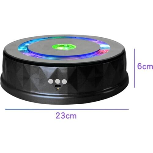 3 Speeds Colorful Lights Electric Rotating Turntable Jewelry Display Jewelry Organizer Photography Display Stand Max Load 8kg