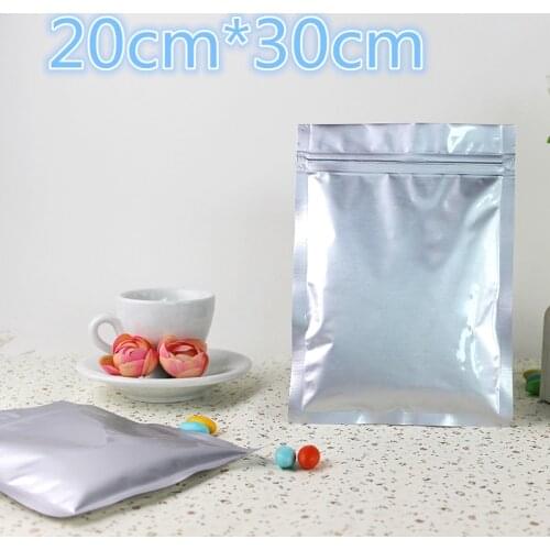 70Pcs/ Lot 20*30cm Heat Seal Pure Aluminum Foil Valve Package Bags Coffee Powder Silver Mylar Self Seal Event Packaging Pouch
