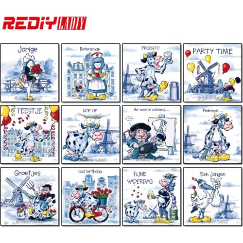 REDIY LADIY Diamond Embroidery Old Dutch Holland Milk Diamond Painting Cross Stitch Full Square Drill Rhinestone Mosaic Pattern