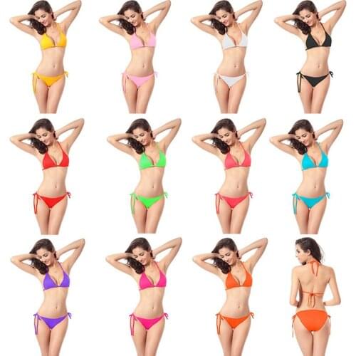 Bikini 2021 New Summer Solid Bikini Set Low Waist Swimwear Women Brazilian Bathing Suit Sexy Swimsuit Female Brazilian Biquini