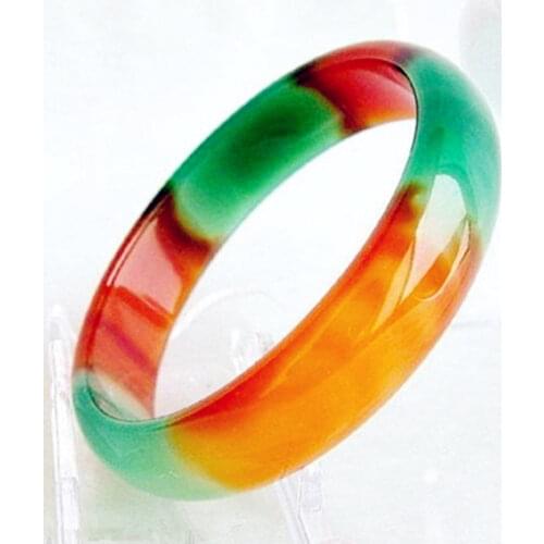 Pretty Genuine Asia Red/Green Natural Agates Jades Bangle Bracelet inner size approx 58MM