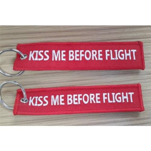 Embroidered Keyring Kiss Me Before Flight
