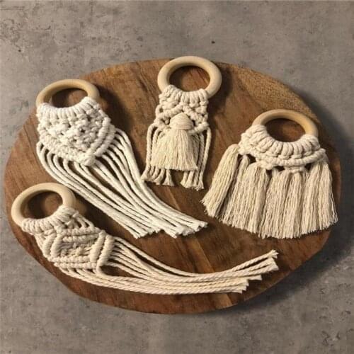 Biege Macrame Bohemian Napkin Holders Knitted napking rings Christmas Napkin Holder Set