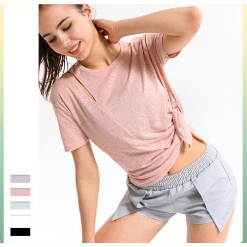 Short Sleeve Breathable Hollowed Out Yoga Shirt Fashion Training Running Sports Fitness Suit Female