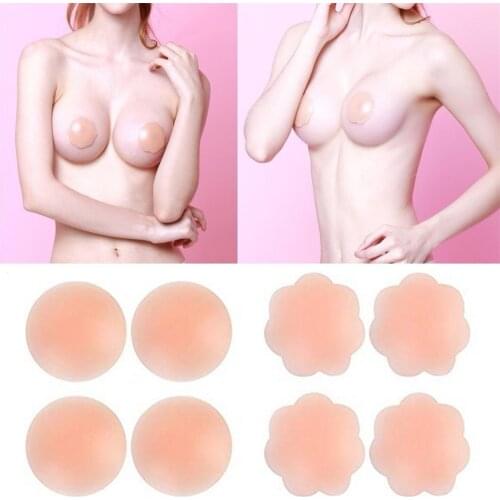 4 Pairs Lenceria Erotica Mujer Sexi Reusable Erotic Underwear Adult Adhesive Silicone Breast Bra Nipple Cover Pad Covers Stick