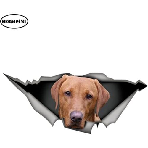 HotMeiNi 13cm x 5.5cm Red Labrador Car Sticker Torn Metal Decal Reflective Stickers Waterproof 3D Car Styling Pet Dog Decals