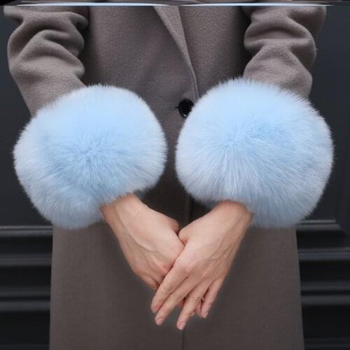 Ring Fox Fur Cuff Arm Warmer Lady Bracelet Faux Fox Fur Wristband Glove Decor Quality Fox fur Cuffs Christmas Wrist Warmer
