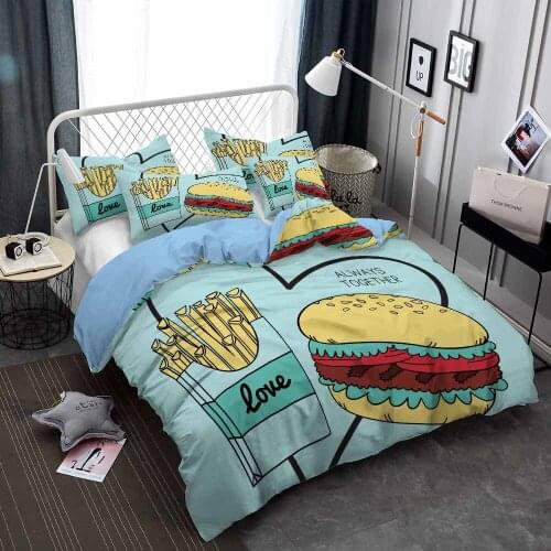 Chips and Hamburger Bedding Set Combo Food Duvet Cover Sets Comforter Bed Linen Twin Queen King Single Size Dropshipping
