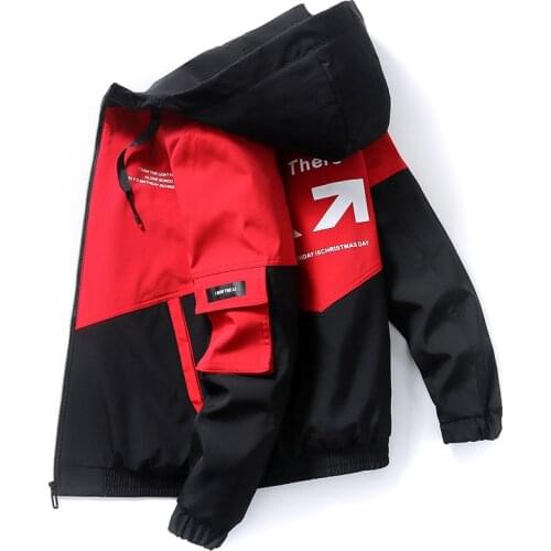 Spring Autumn Thin Mens Cargo Hooded Jacket Streetwear Hip Hop Printed Windproof Pilot Jackets Ribbon Fashion Coats Daily Tops