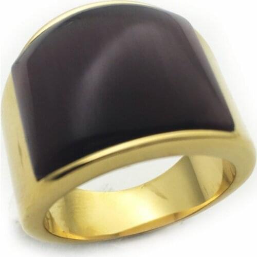 Stainless Steel Golden Opal Ring For Men US 7-12