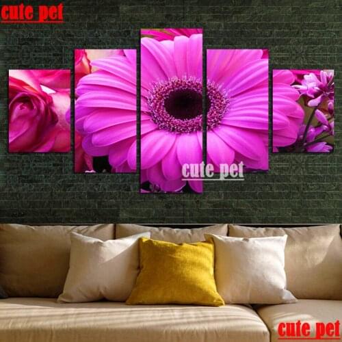 5PCS plant Diamond Embroidery Daisy Diamond Painting Full Square Rhinestones Pictures Cross Stitch Diamond Mosaic Wall Decor