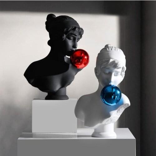 Nordic Art Bubble Girl Character Resin Statue Ornaments Cafe Desktop Sculpture Decoration Home Livingroom Table Figurines Crafts