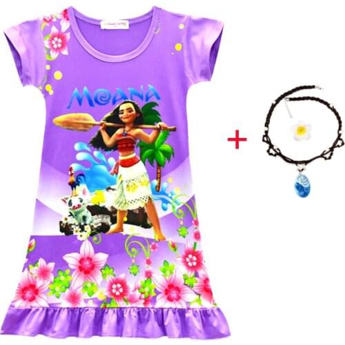 New 2021 Summer Dress For Baby Girls Pajamas Nightgowns Sleepwear Princess Dress Toddler Children Vaiana Home Wear Costumes