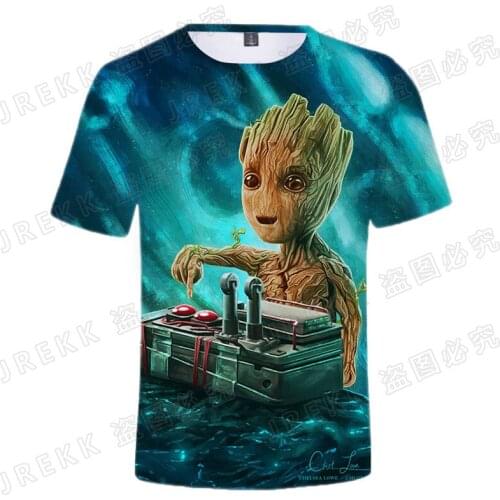 2021 New Fashion Summer T Shirt For Men Oversized Groot 3D Printed Children T-shirts Short Sleeve Streetwear Women Tops