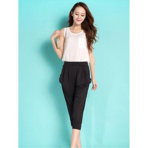 2020 New Trousers Women M-9xl Large Size Womens Free Shipping Cropped Trousers Summer Wear Increased Stretch Thin Harem Pants