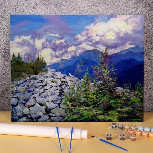 Landscape Gorgany Painting By Numbers Package Oil Paints 50*70 Oil Painting New Design Adults Handicraft Drawing