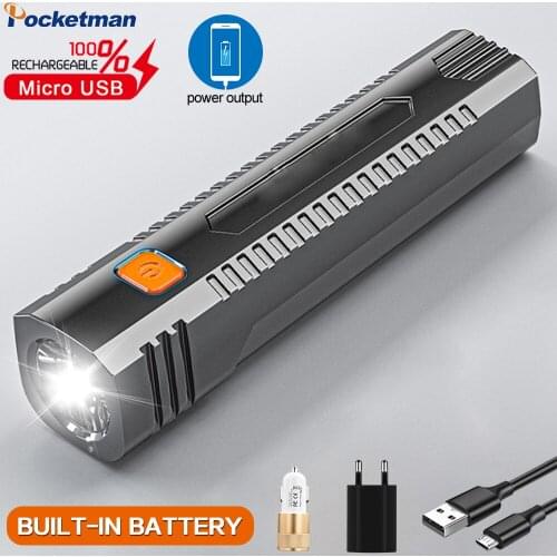 Portable Small Flashlight USB Rechargeable Flashlight With Output Power Bank Function Flashlight Torch With Built in Battery